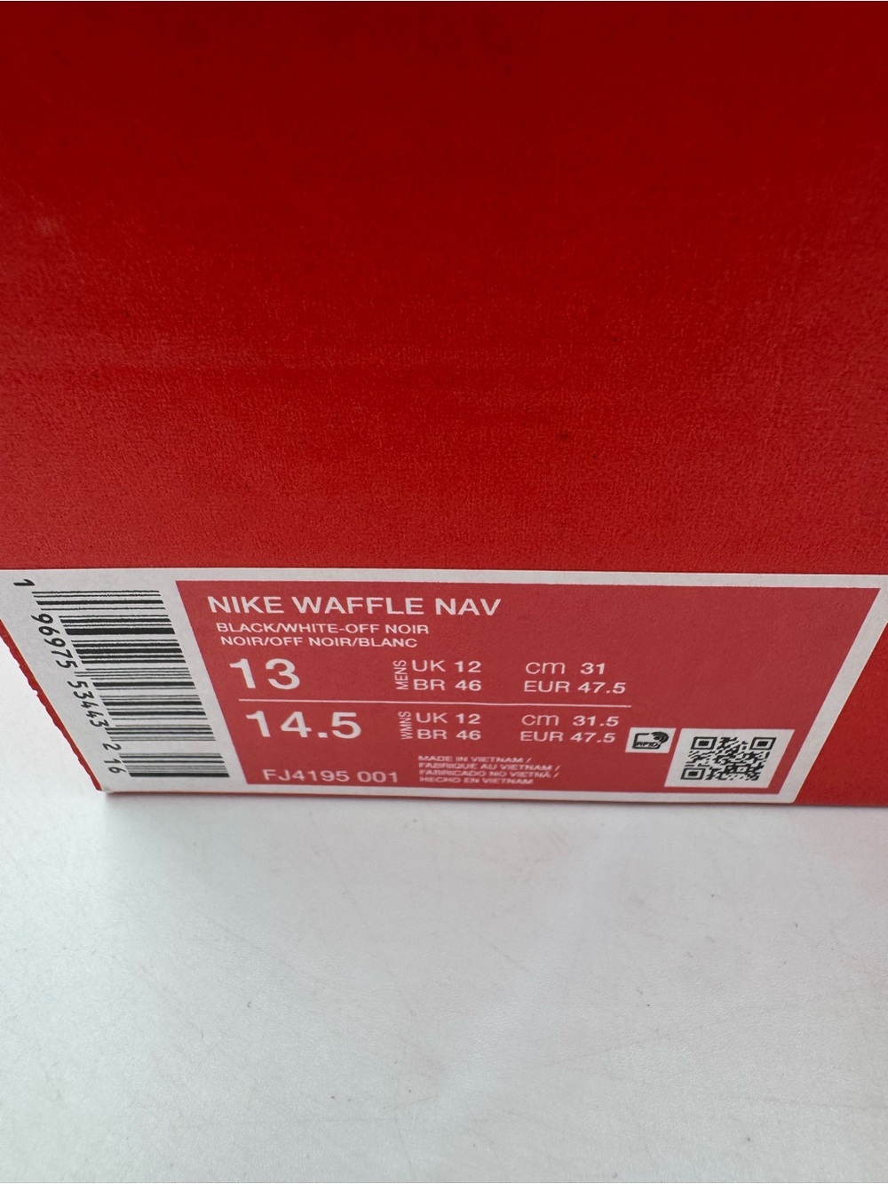 Nike Waffle Nav Black White Off Noir BRAND NEW Size 13 - Picture 8 of 8
